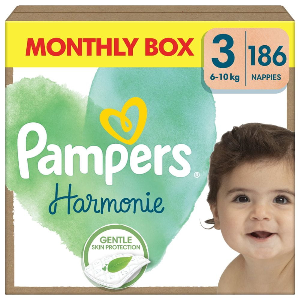 Pampers Harmonie Baby vel. 3, 186 ks, 6kg-10kg - měsíční balení